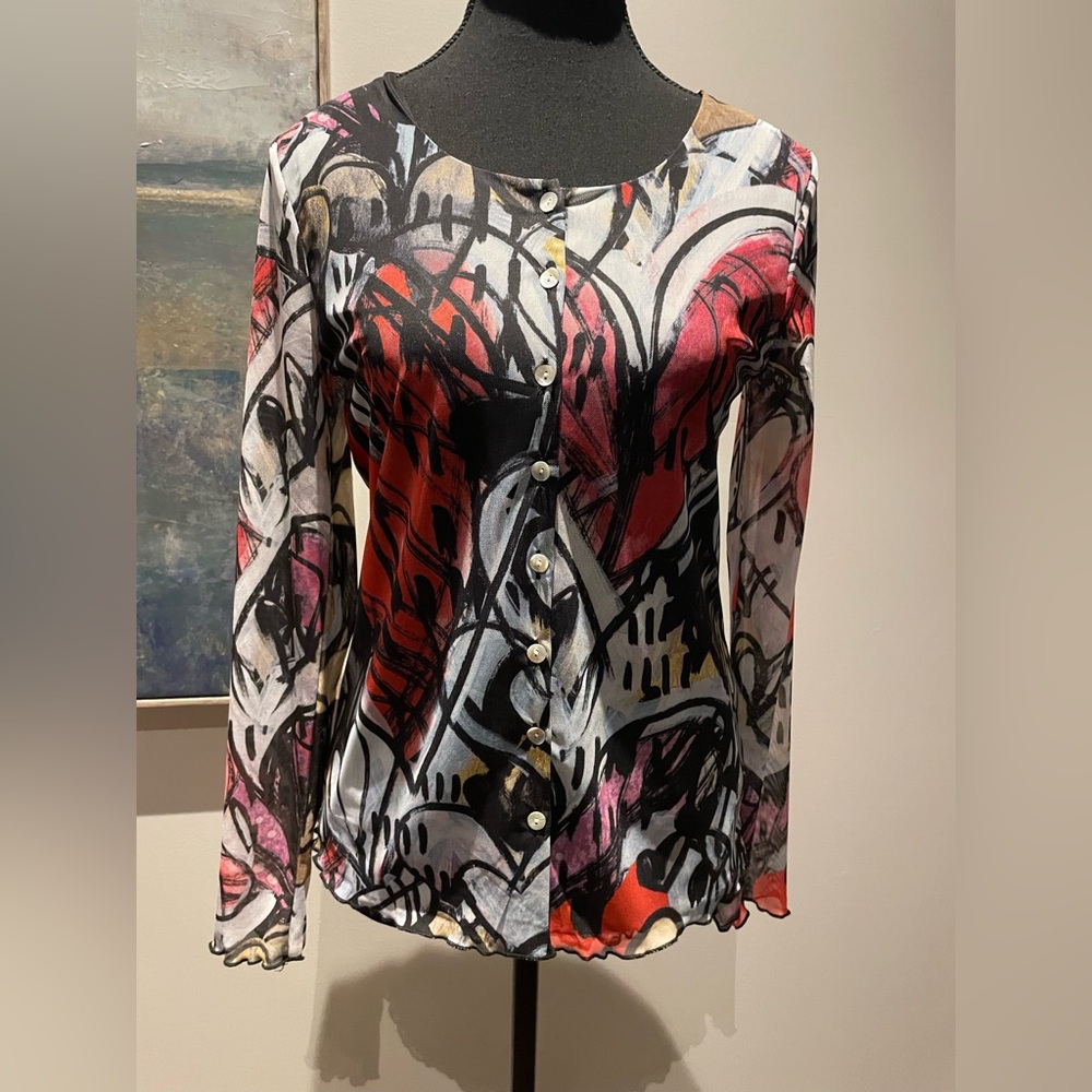 NWT Dolcezza Blouse “Watermelon Heart” (74604) Size S Artist Lori Arbel